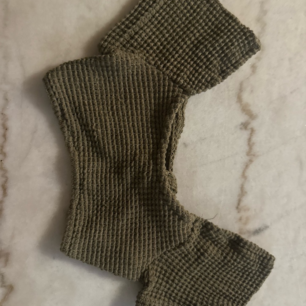 Textured Olive Green Waffle Knit Top